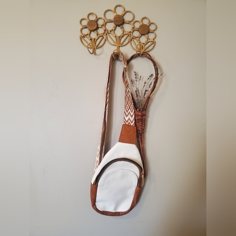 White and Brown Sling Bag